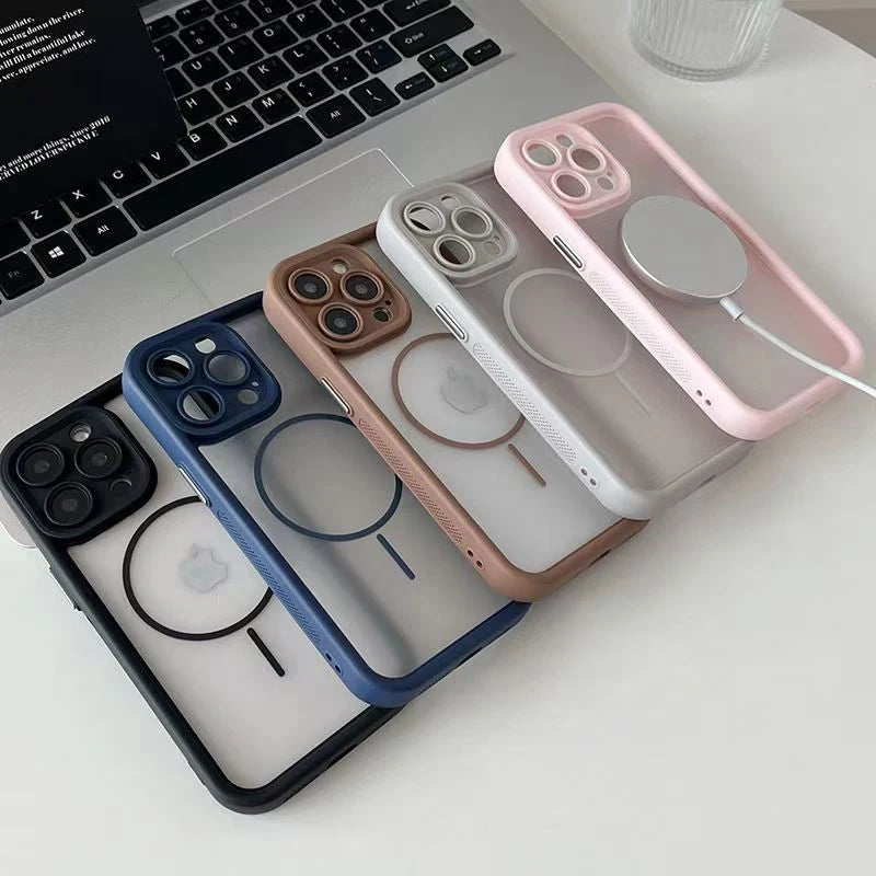 Coque iPhone Transparente Mate Compatible MagSafe – iPhone 17, 16, t, 14, 13, 12, 11 | Pro, Max, Plus, Air"