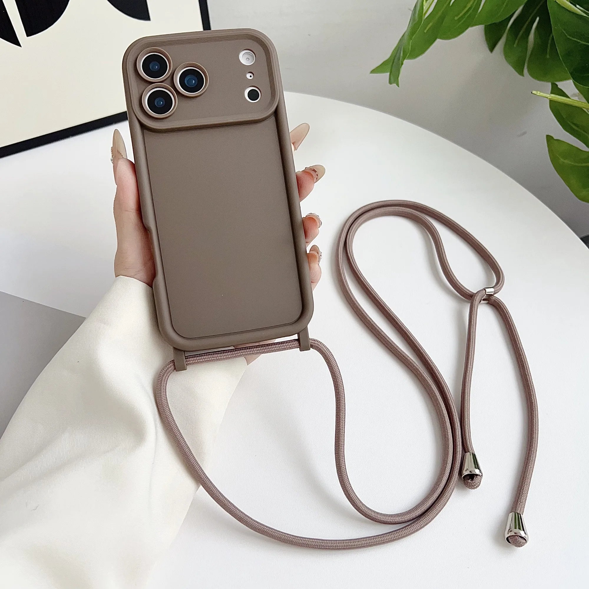 Luxury Phone Case for IPhone 17 Pro Max 16 15 14 Plus 13 12 11 with Crossbody Lanyard Camera Protection Coque Shockproof Cover