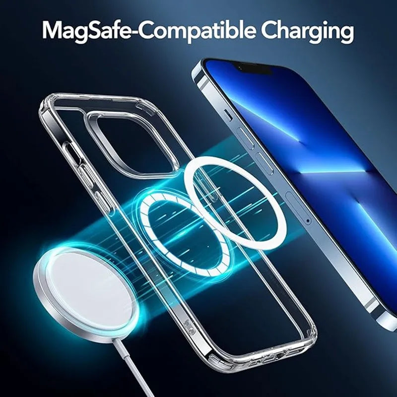 Étui Magnétique Transparent iPhone – Compatible MagSafe