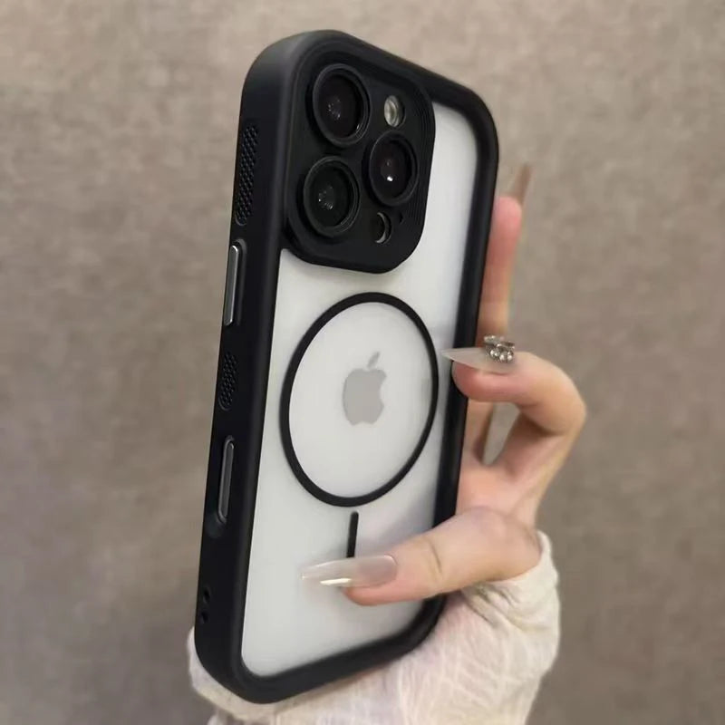 Coque iPhone Transparente Mate Compatible MagSafe – iPhone 17, 16, t, 14, 13, 12, 11 | Pro, Max, Plus, Air"
