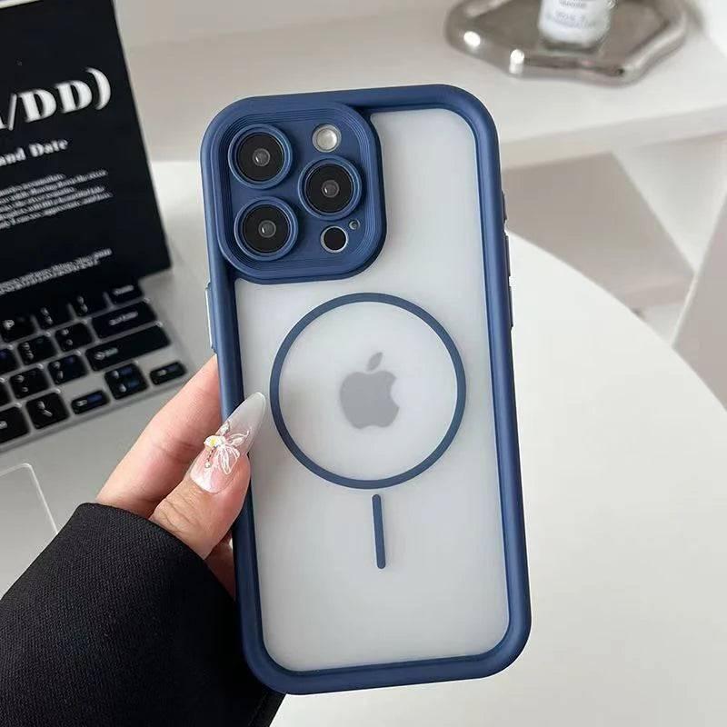 Coque iPhone Transparente Mate Compatible MagSafe – iPhone 17, 16, t, 14, 13, 12, 11 | Pro, Max, Plus, Air"