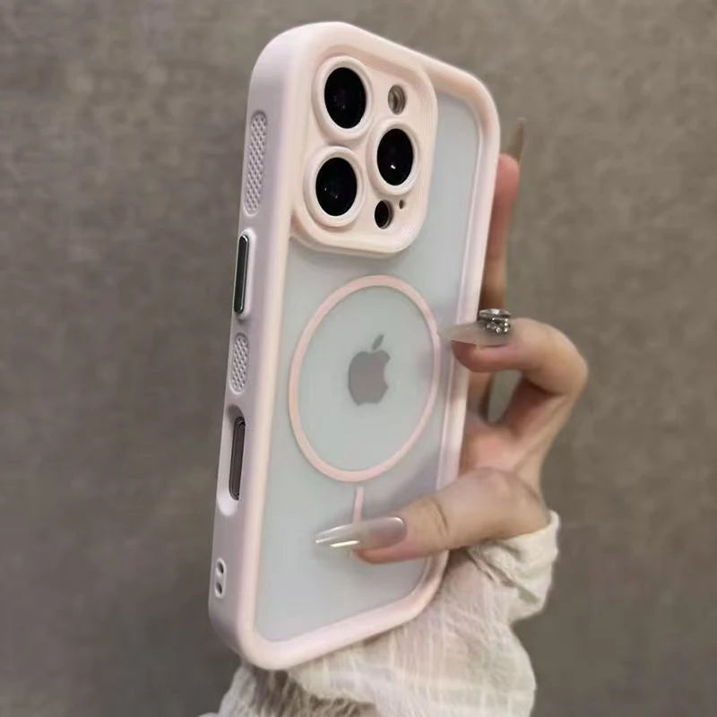 Coque iPhone Transparente Mate Compatible MagSafe – iPhone 17, 16, t, 14, 13, 12, 11 | Pro, Max, Plus, Air"