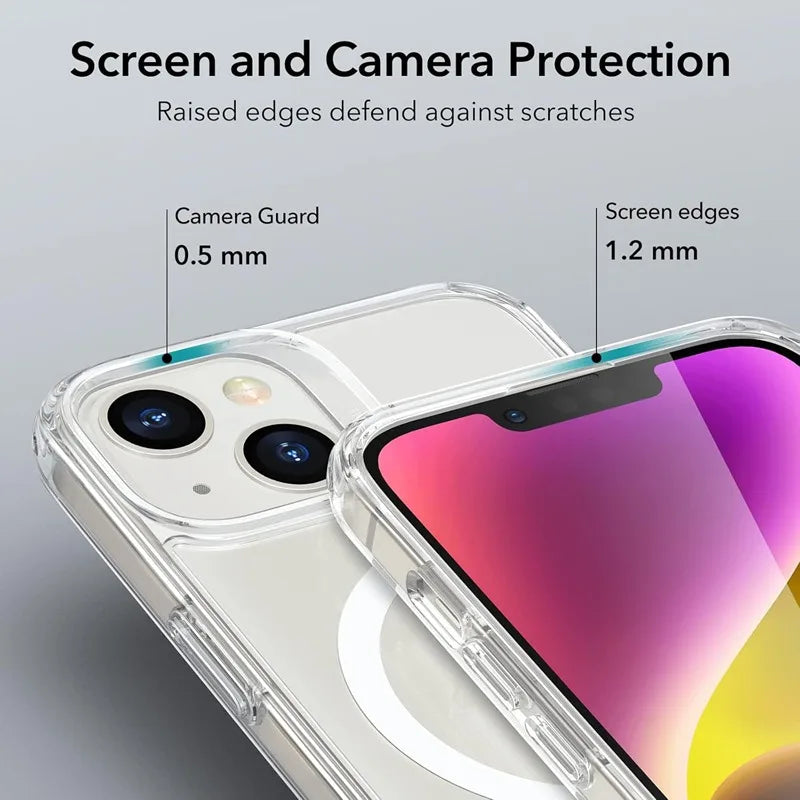 Étui Magnétique Transparent iPhone – Compatible MagSafe
